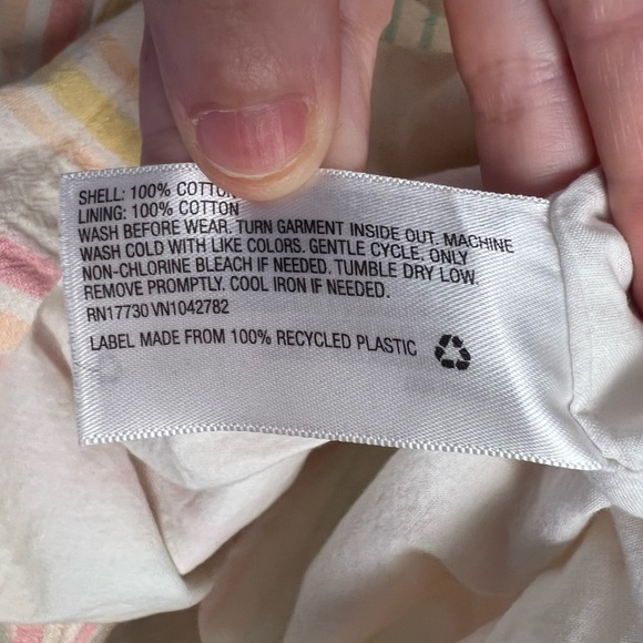 Cat & Jack Rainbow Striped Linen-like top, tie back, ruffle sleeves, Girl’s L - Picture 4 of 4